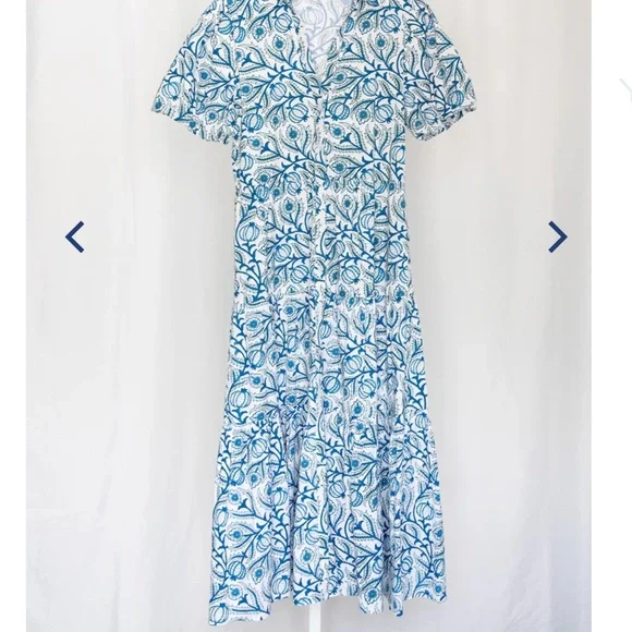 Erica Wilson Nantucket XS Pomegranate Print Maxi or Midi Long Dress - Picture 3 of 11